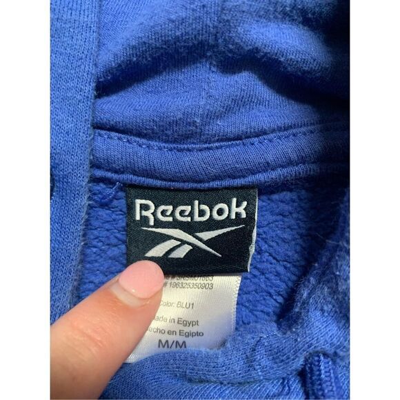 Reebok Identity Fleece Over-The-Head Hoodie Blue Mens Medium - Picture 3 of 8
